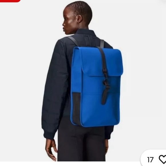 Rains Rolltop Rucksack Backpack Waves Blue W3 Waterproof - Picture 1 of 6